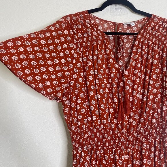 Luxology Pantsuit Jumper Womens Size L Orange‎ Floral Wide Leg Career Casual - Picture 4 of 13